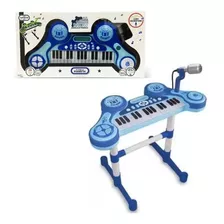 Teclado Infantil Piano Eletronico C/ Microfone E Luz Azul