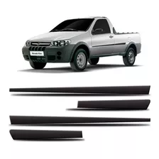 Friso Lateral Strada Pick-up 2005/2017 - Cinza - Kit 4 Peças