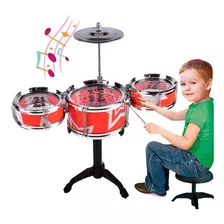 Bateria Infantil Crianças Brinquedobanco Baqueta Rock Star