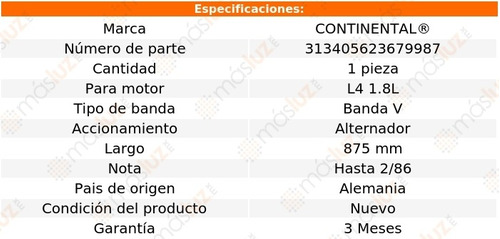 Banda 875 Mm Acc 200sx L4 1.8l 85/86 Continental Alternador Foto 4