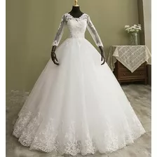 Vestido Noiva Manga Casamento Princesa Brilho Lindo '57b'