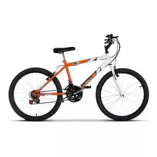 Bicicleta De Passeio Ultra Bikes Bike Aro 24 Bicolor 18 Marchas Freios V-brakes Cor Laranja/branco