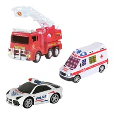 Super Estrada Kit Carro Bombeiro Polícia Ambulância Somlu