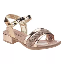 Sandália Infantil Salto Baixo Menina Stilo Rosê Strass-8140