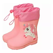 Botas Lluvia Niña Unicornio Brillos Rosas Impermeable 