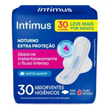 Intimus Absorvente Noturno Cobertura Suave Com Abas 30 Unidades