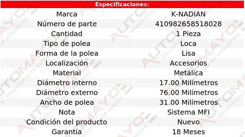 Polea Accesorios Metalica Lisa K-nadian Svx V6 3.3l 96 Foto 3