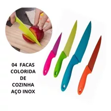 Facas De Cozinha Kit Conjunto Jogo 4 Coloridas Dia A Dia