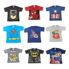 Kit 5 Camisetas Super Herói Manga Curta Infantil Menino Topp
