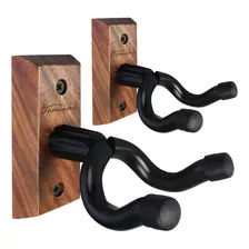 Pack 2 Soportes Pared Guitarra Madera Nogal Negro U