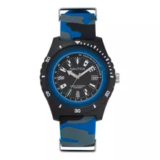 Reloj Nautica Napsrf009 Para Hombre Malla Camuflado Bisel Negro Fondo Negro