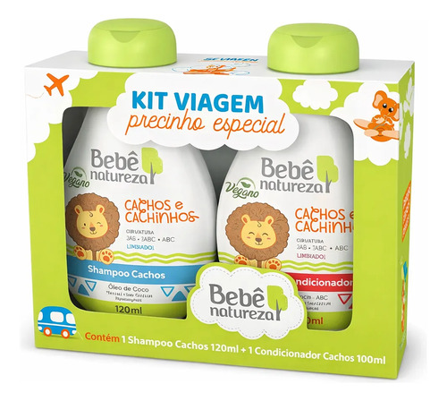 Kit Shampoo Condicionador Bebe Natureza Cachos Banho 220ml