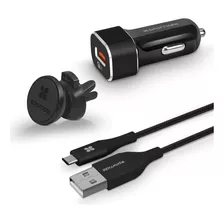 Kit Carga Rápida Auto Soporte Cargador Cable Usb Promate Qc3