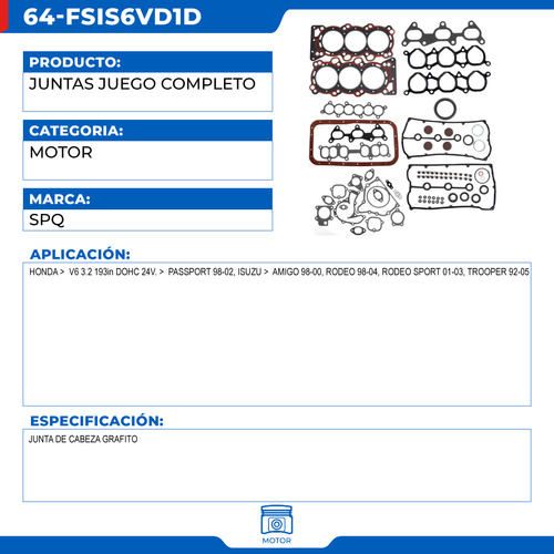 Empaques Juntas Isuzu Amigo 1998-2000 V6 3.2 Foto 2