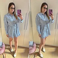 Camisa/ Vestido Em Tweed Xadrez Lançamento Moda Gringa