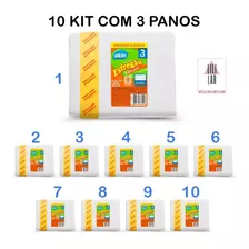 10 Kit Com 3 Panos De Chão Esfregão Alta Absorção 40x67cm