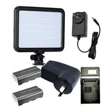 Iluminador Triopo 204 Led 2 Baterías Npf550 Cargador Fuente 