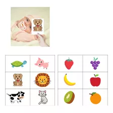 Cartão Frutas E Animais Aprendizado Criança Montessori Bebe