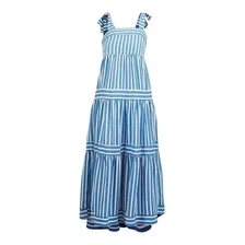 Maxi Vestido Rayas Azul/blanco 982-55 Cklass