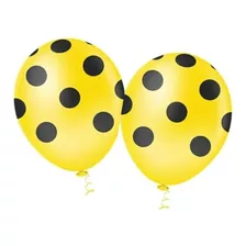 Balão - Bexiga Amarelo Com Bolinha Preta - 25 Unidades