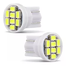 Kit 2 Lampada T10 8 Led W5w Branco Pingo Luz Farolete 12v