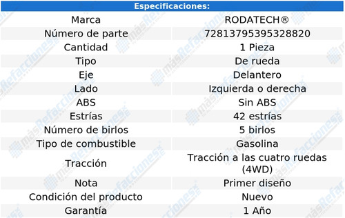 Maza Rueda Delantera Izq/der S/abs B3000 V6 3.0l 4wd 98-00 Foto 5