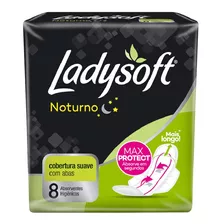 Absorvente Feminino Noturno Com Abas 8 Unidades Ladysoft