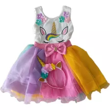 Unicornio Vestido Para Niña Con Accesorio