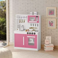 Cozinha Infantil Completa Mdf Rosa Frete Gratis