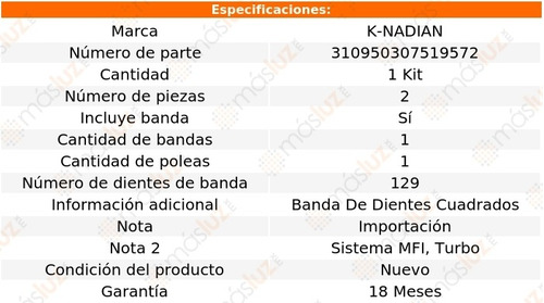 Kit Distribucion Banda Merkur Xr4ti L4 2.3l 85-89 K-nadian Foto 3