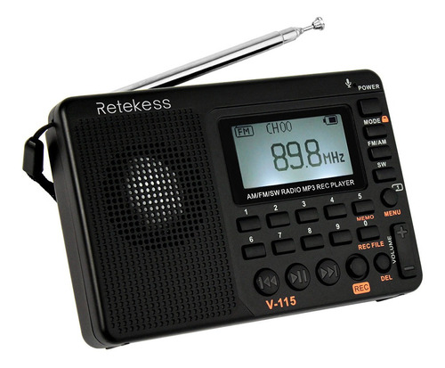 Retekess V-115 Fm / Am / Rádio Sw Multiband Radio Receiver
