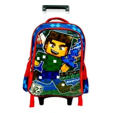 Mochila Rodinha Escolar Infantil Tam Grande Block Game Cor Vermelho