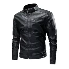 Moda Pu Motociclista Biker Bomber Slim Casual Rompevientos