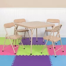 Flash Furniture Kids Tan 5 Piezas Plegable Mesa Y Silla Set