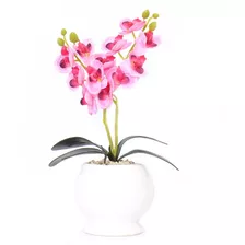 Vaso Redondo Cerâmica Arranjo De Orquídea Artificial 