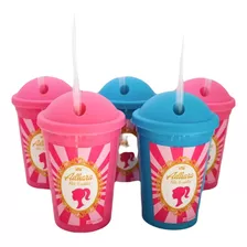 Vaso Plástico Barbie Personalizado Souvenir +sorbe+bol X20un