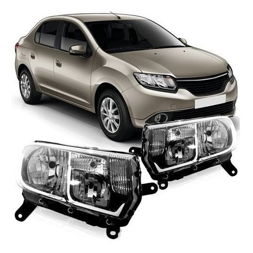 Farol Logan 2014/18 Sandero Masc. Negra Lado Direito