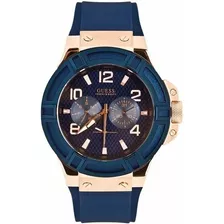 Reloj Guess Hombre Deportivo Tono Azul Y Oro Rosa U0247g3 