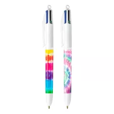 Kit 02 Canetas Bic 4 Cores Fun Estampada Tie Dye