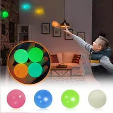 4pcs Stick Wall Ball Stress Relief Toys Descompressão Lumino