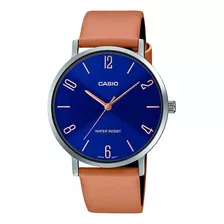 Reloj Casio Hombre Mtp-vt01l-2b2 Analógico Correa Cuero