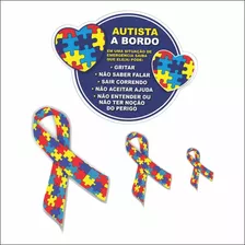 4 Adesivos Autismo / Autista A Bordo + Laço Autismo