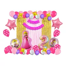 Kit Decoración Con Globos Fiesta Princesa Peach (100 Piezas)