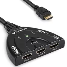 Interruptor Fosmon Hd1831 De 3 Puertos Hdmi Con El Cable Fle