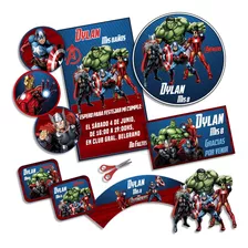 Kit Imprimible Avengers Personalizado Cumpleaños Candybar