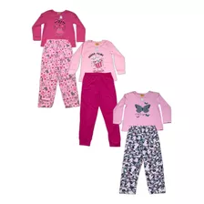 Kit Sortido C/ 2 Pijamas Meia Estação Infantil Para Menina