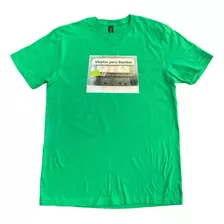 Playera 100% Algodón Color Verde Con Imágenes Retro Suave !!