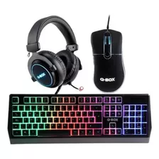 Combo Perifericos Qbox Mouse Teclado Auriculares Gaming Rgb Teclado Negro