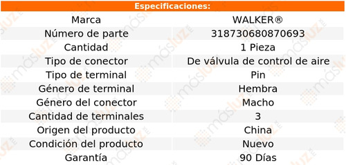 1- Conector Vlvula Iac Sunfire 2.2l 4 Cil 1995/2002 Walker Foto 3