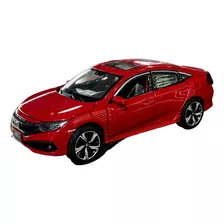 Miniatura Honda Civic 2018 Vermelho Acende Luzsom Metal 1:32